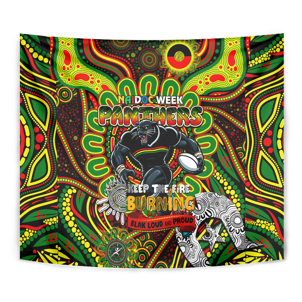 NAIDOC Week 2024 Panthers Tapestry Mascot Rugby - Vibe Hoodie Shop