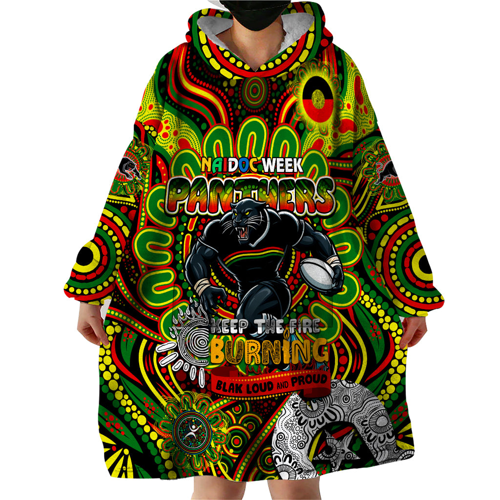 Custom NAIDOC Week 2024 Panthers Wearable Blanket Hoodie Mascot Rugby - Vibe Hoodie Shop