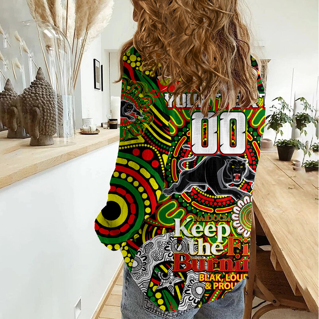 Custom NAIDOC Week 2024 Panthers Women Casual Shirt Mascot Rugby - Vibe Hoodie Shop