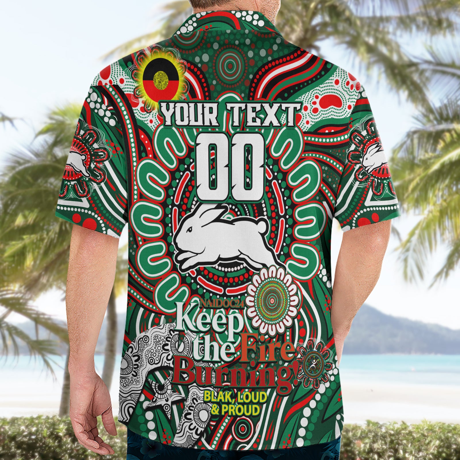 Custom NAIDOC Week 2024 Rabbitohs Hawaiian Shirt Mascot Rugby - Vibe Hoodie Shop