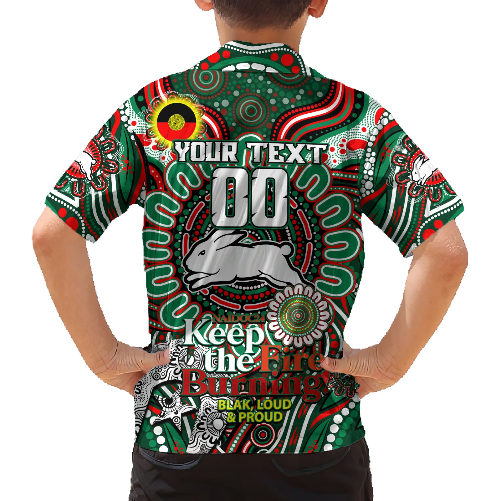 Custom NAIDOC Week 2024 Rabbitohs Hawaiian Shirt Mascot Rugby - Vibe Hoodie Shop