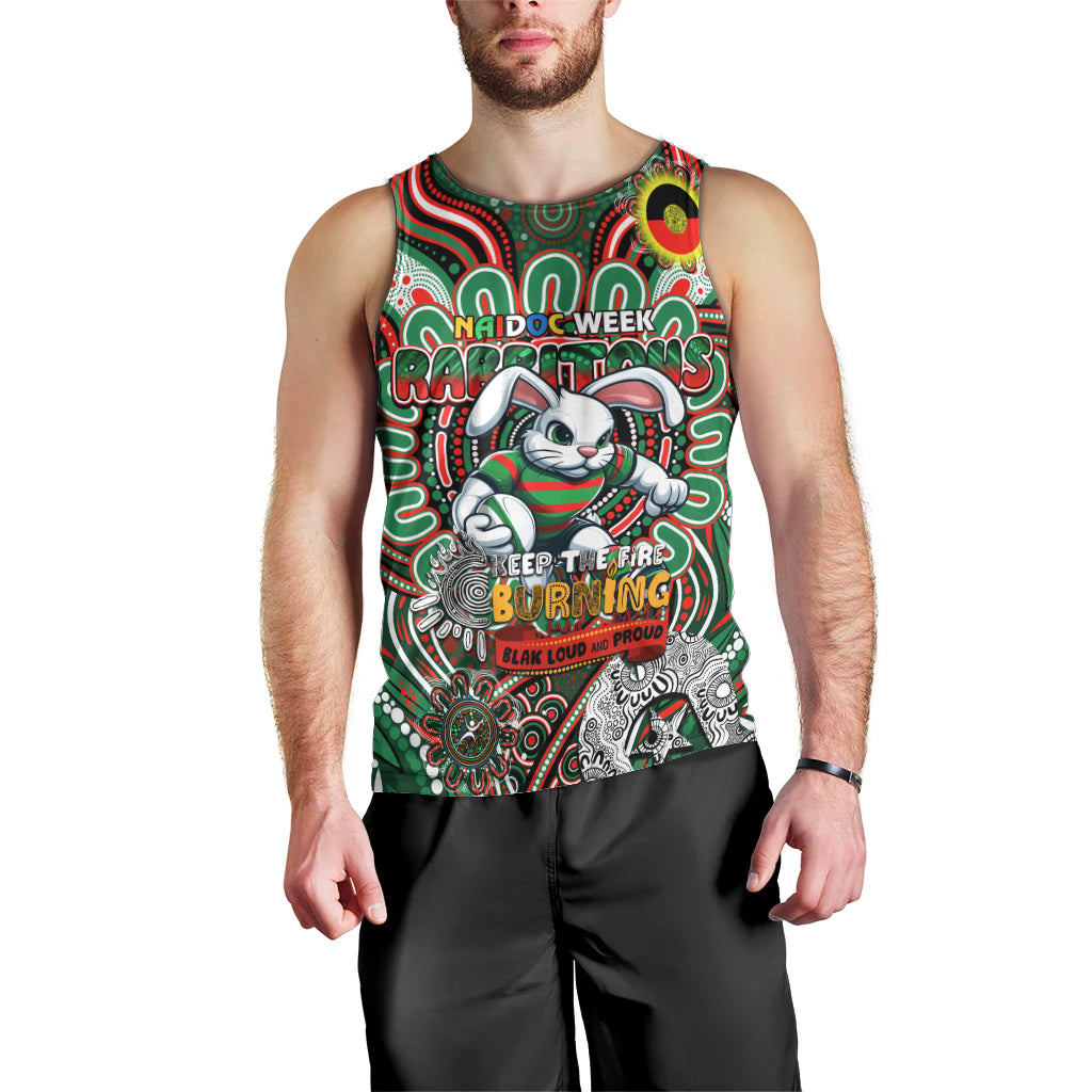 Custom NAIDOC Week 2024 Rabbitohs Men Tank Top Mascot Rugby - Vibe Hoodie Shop
