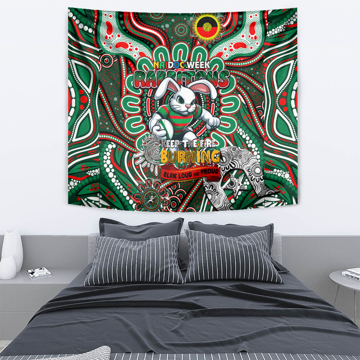 NAIDOC Week 2024 Rabbitohs Tapestry Mascot Rugby - Vibe Hoodie Shop