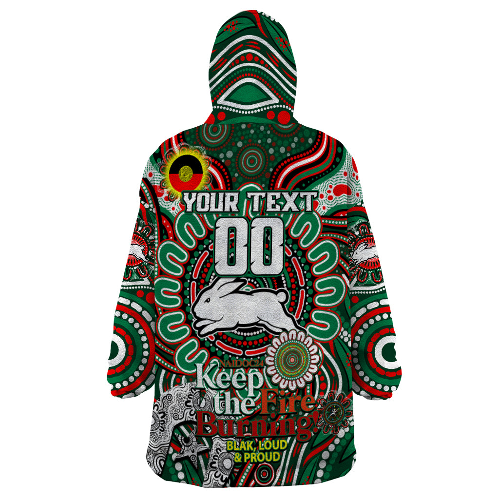 Custom NAIDOC Week 2024 Rabbitohs Wearable Blanket Hoodie Mascot Rugby - Vibe Hoodie Shop