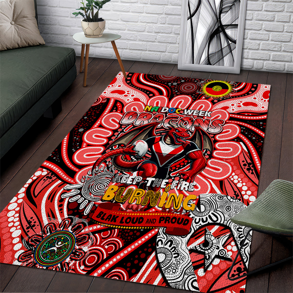 NAIDOC Week 2024 Dragons Area Rug Mascot Rugby - Vibe Hoodie Shop