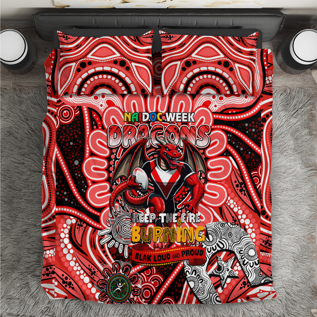 NAIDOC Week 2024 Dragons Bedding Set Mascot Rugby - Vibe Hoodie Shop