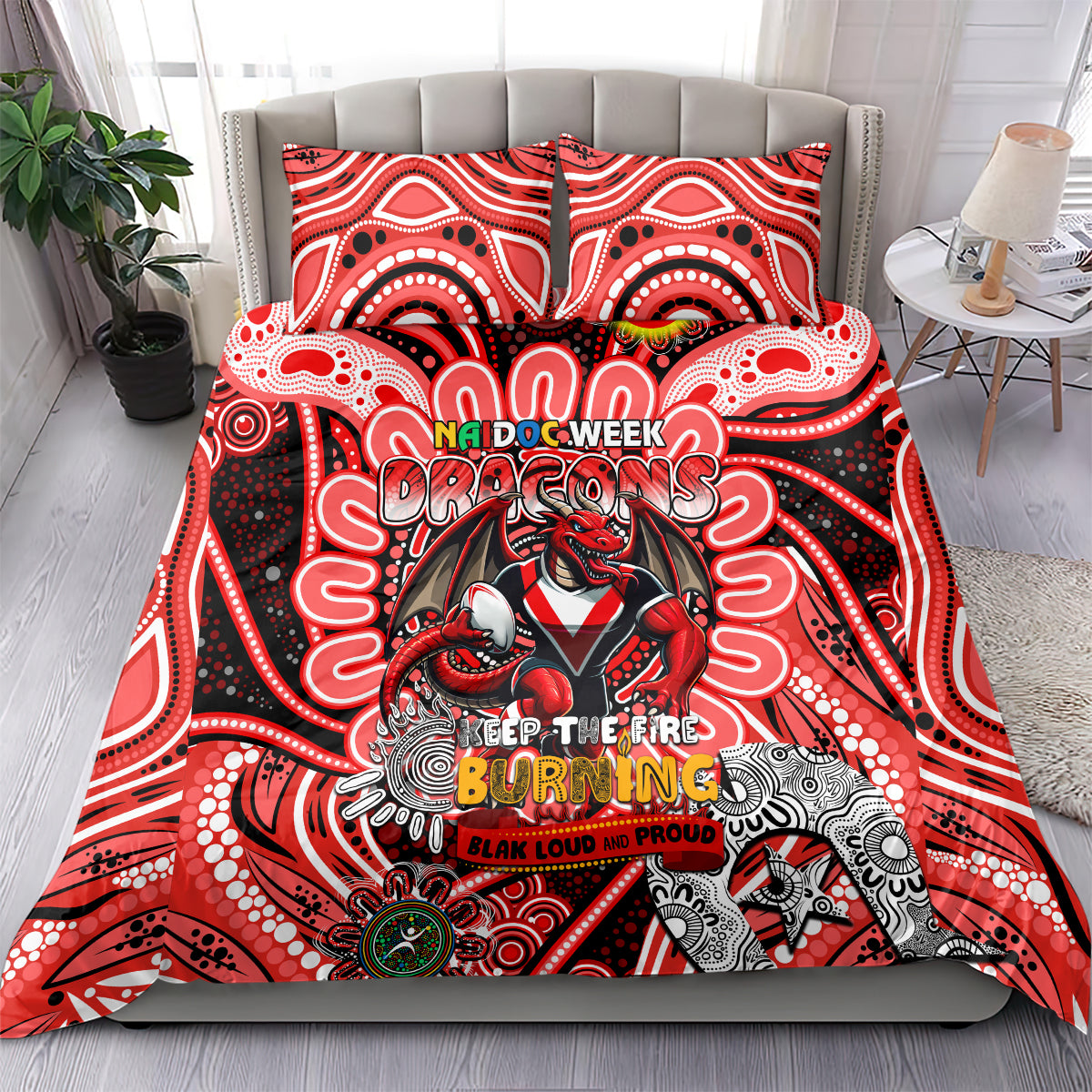 NAIDOC Week 2024 Dragons Bedding Set Mascot Rugby - Vibe Hoodie Shop