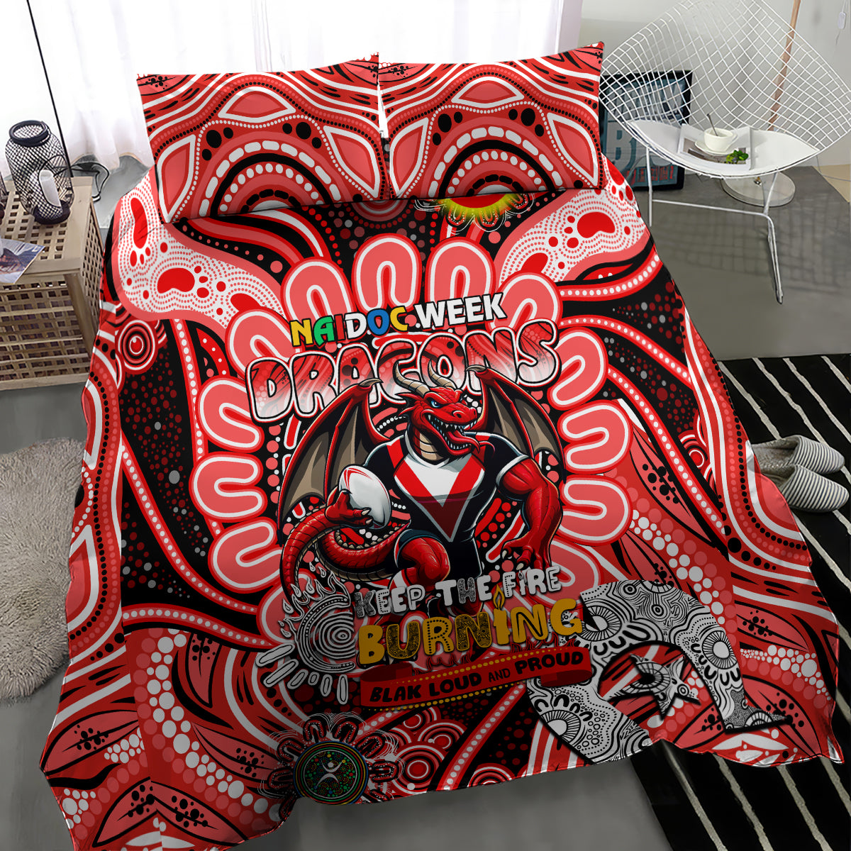 NAIDOC Week 2024 Dragons Bedding Set Mascot Rugby - Vibe Hoodie Shop