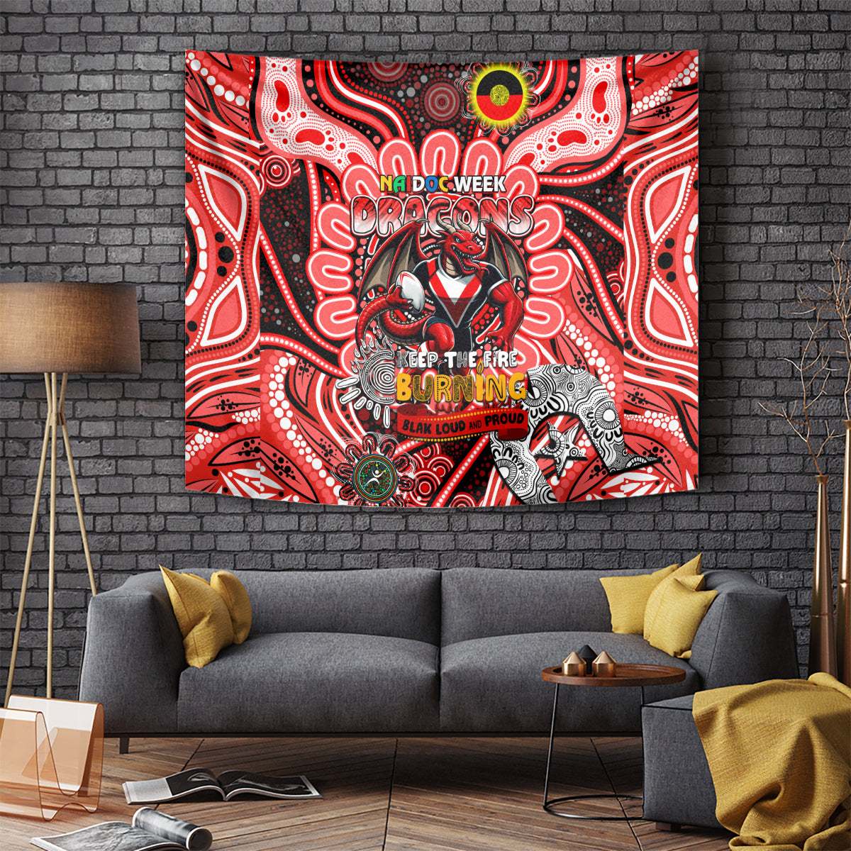 NAIDOC Week 2024 Dragons Tapestry Mascot Rugby - Vibe Hoodie Shop