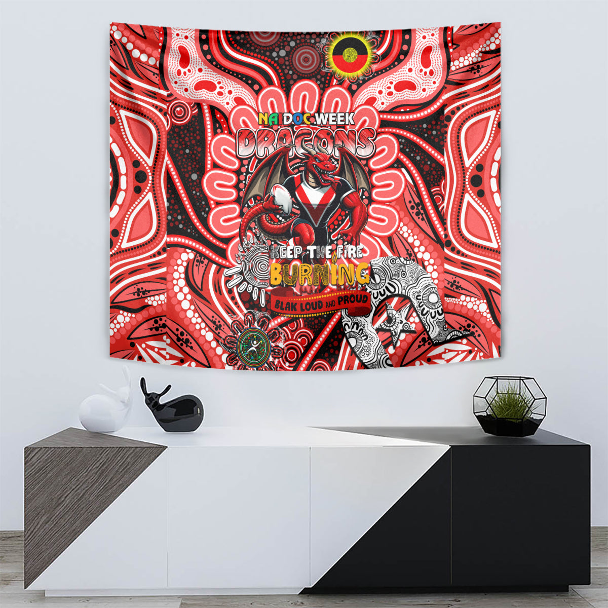 NAIDOC Week 2024 Dragons Tapestry Mascot Rugby - Vibe Hoodie Shop