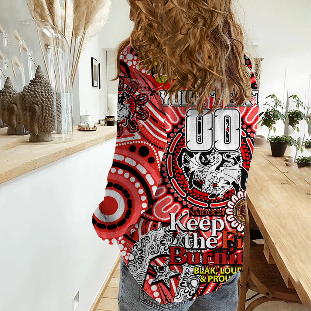 Custom NAIDOC Week 2024 Dragons Women Casual Shirt Mascot Rugby - Vibe Hoodie Shop