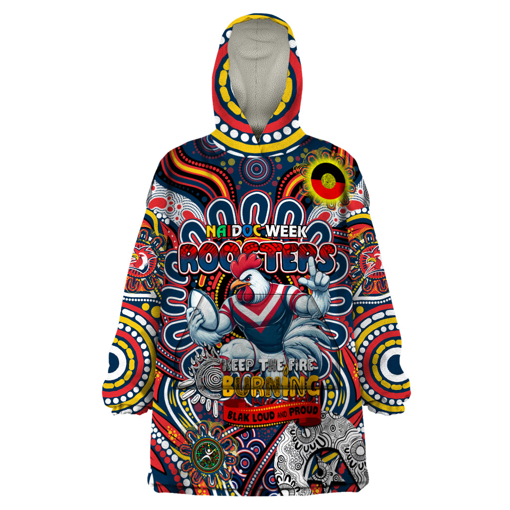 Custom NAIDOC Week 2024 Roosters Wearable Blanket Hoodie Mascot Rugby - Vibe Hoodie Shop