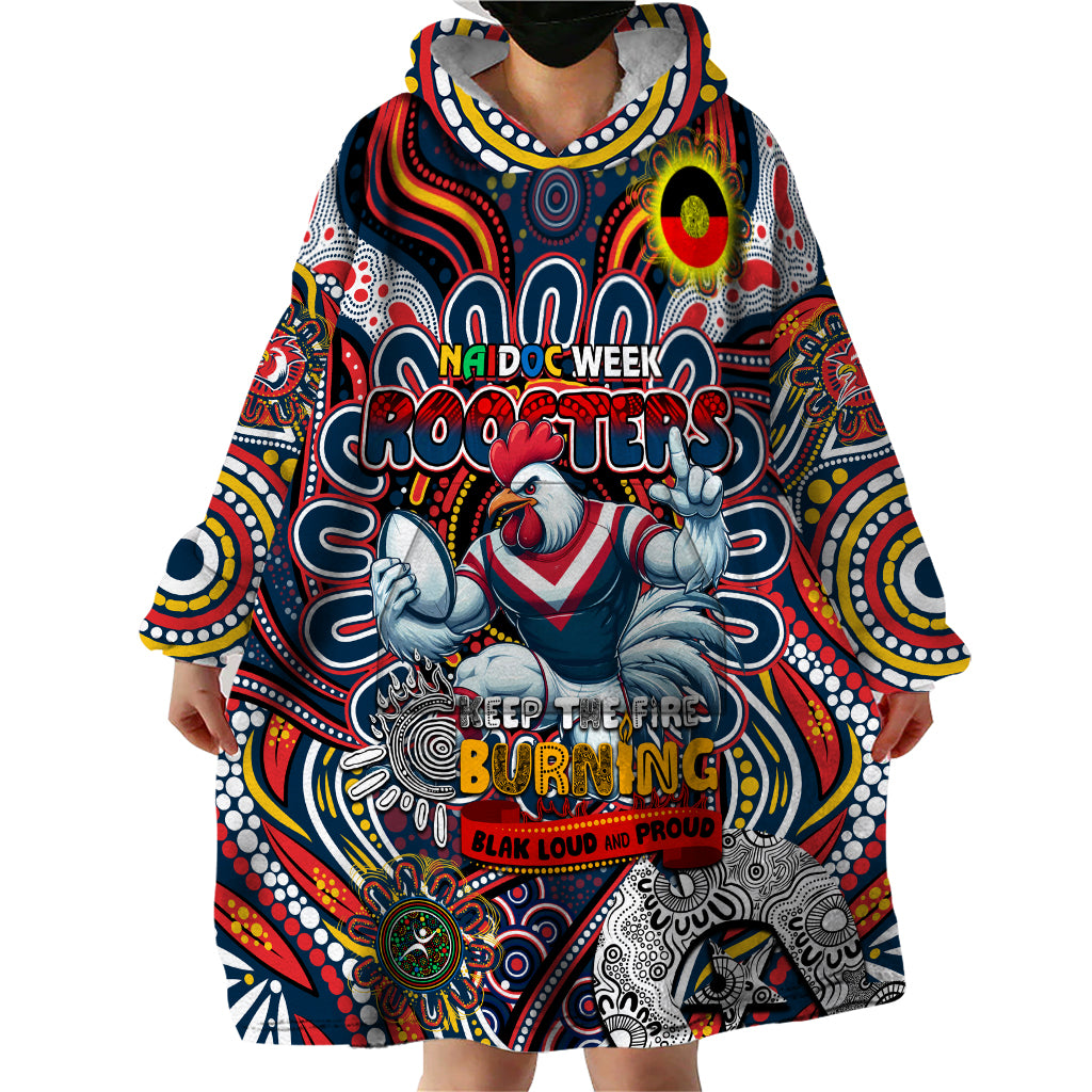 Custom NAIDOC Week 2024 Roosters Wearable Blanket Hoodie Mascot Rugby - Vibe Hoodie Shop