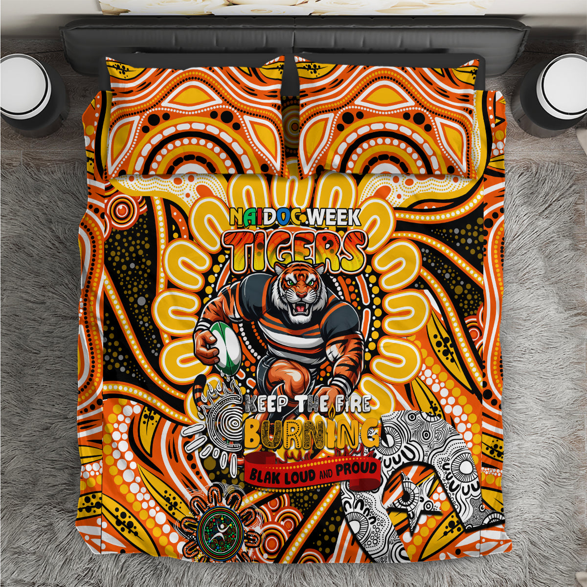 NAIDOC Week 2024 Tigers Bedding Set Mascot Rugby - Vibe Hoodie Shop