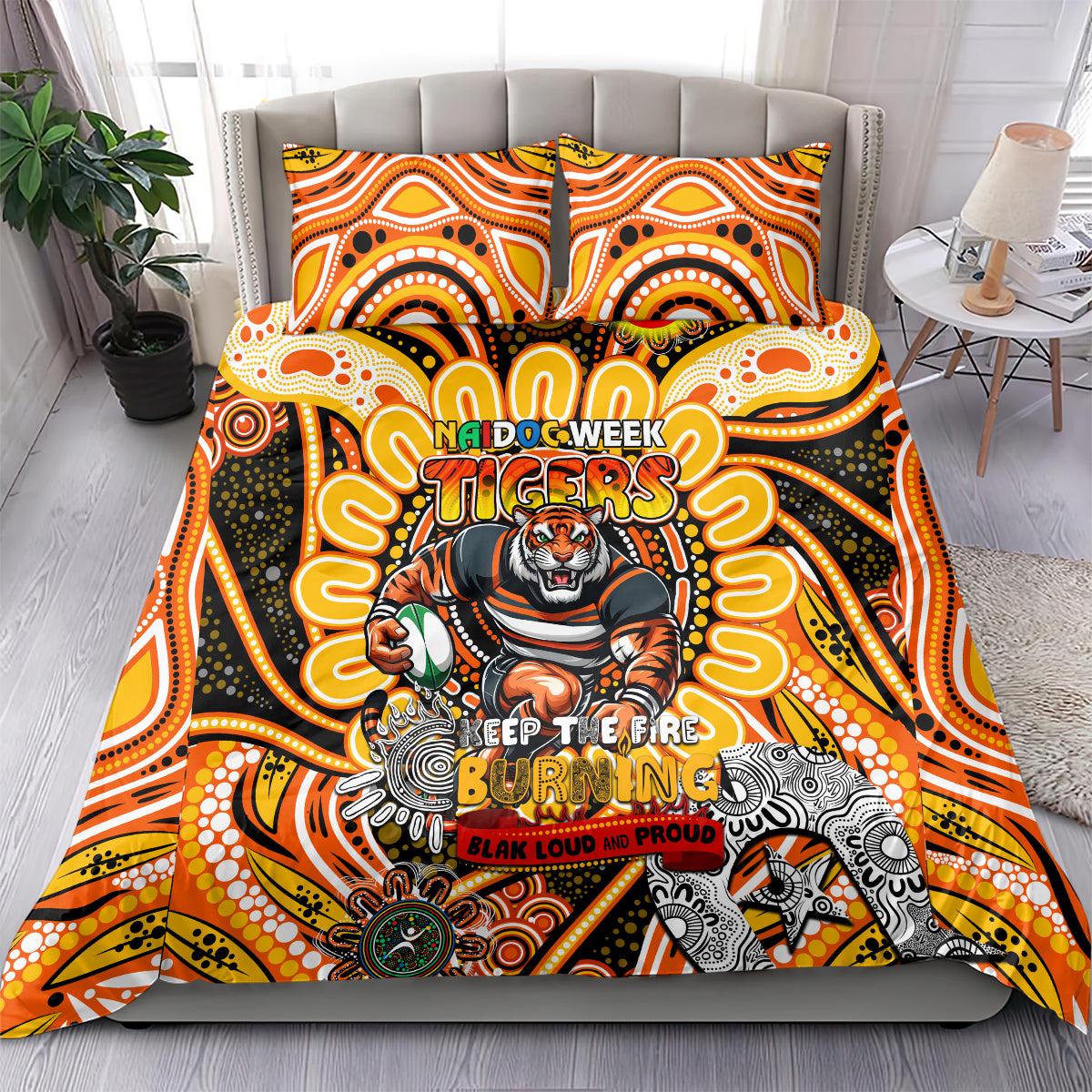 NAIDOC Week 2024 Tigers Bedding Set Mascot Rugby - Vibe Hoodie Shop