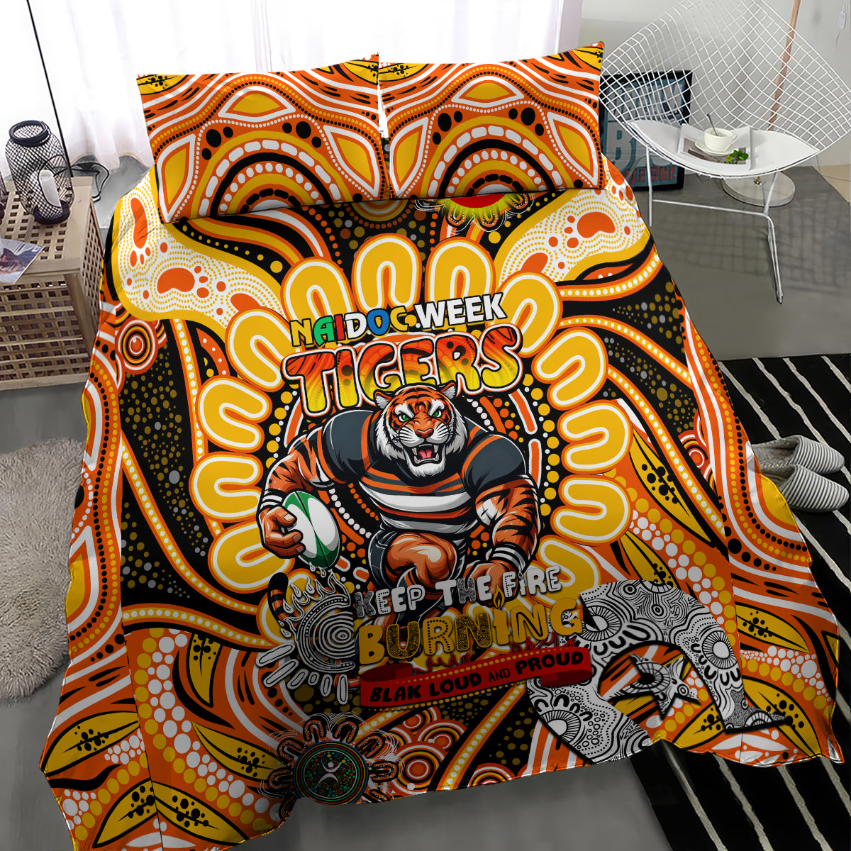 NAIDOC Week 2024 Tigers Bedding Set Mascot Rugby - Vibe Hoodie Shop