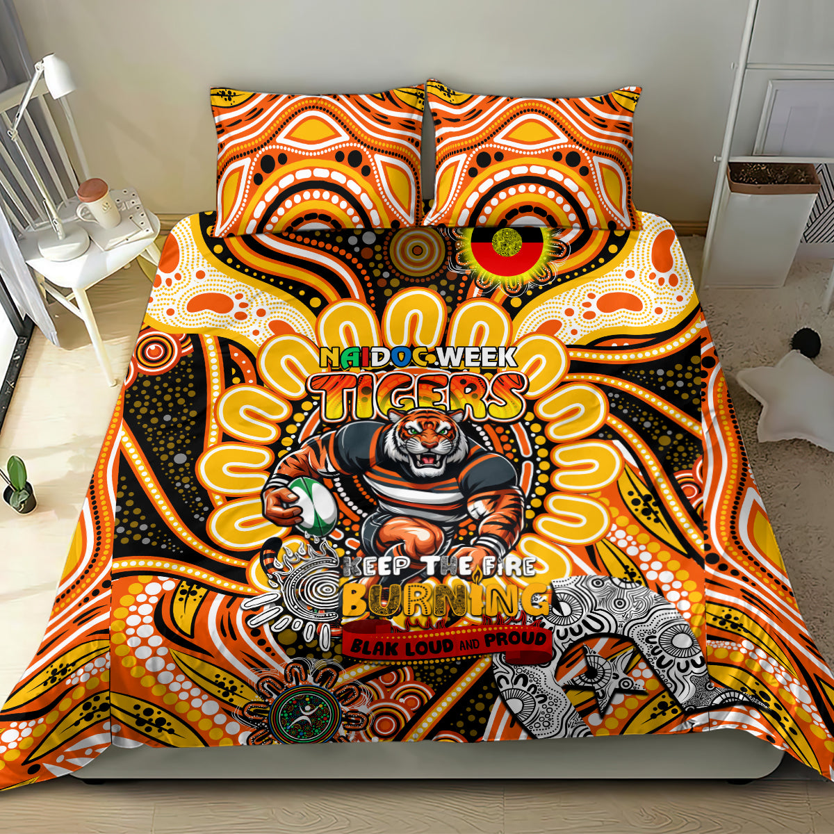 NAIDOC Week 2024 Tigers Bedding Set Mascot Rugby - Vibe Hoodie Shop