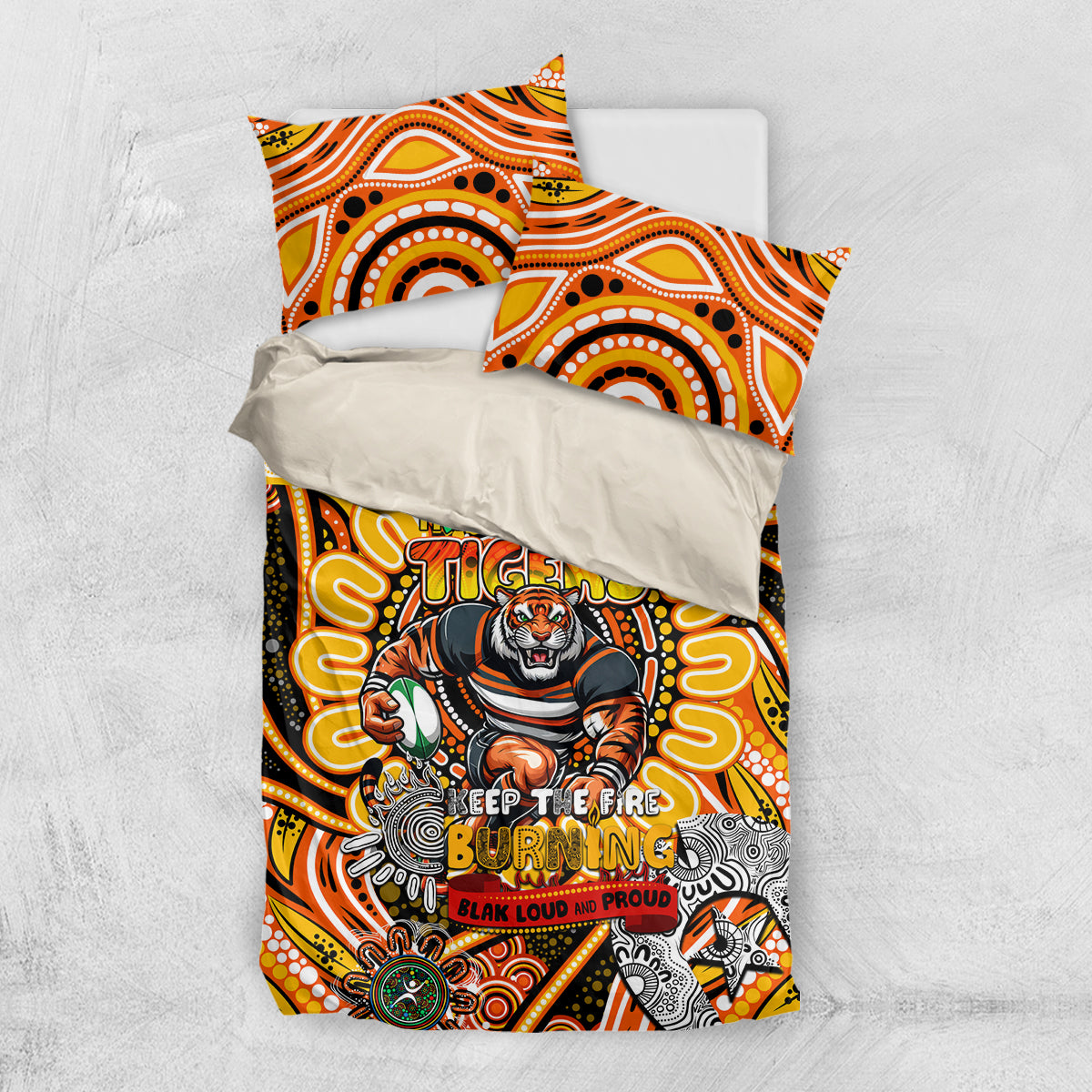 NAIDOC Week 2024 Tigers Bedding Set Mascot Rugby - Vibe Hoodie Shop