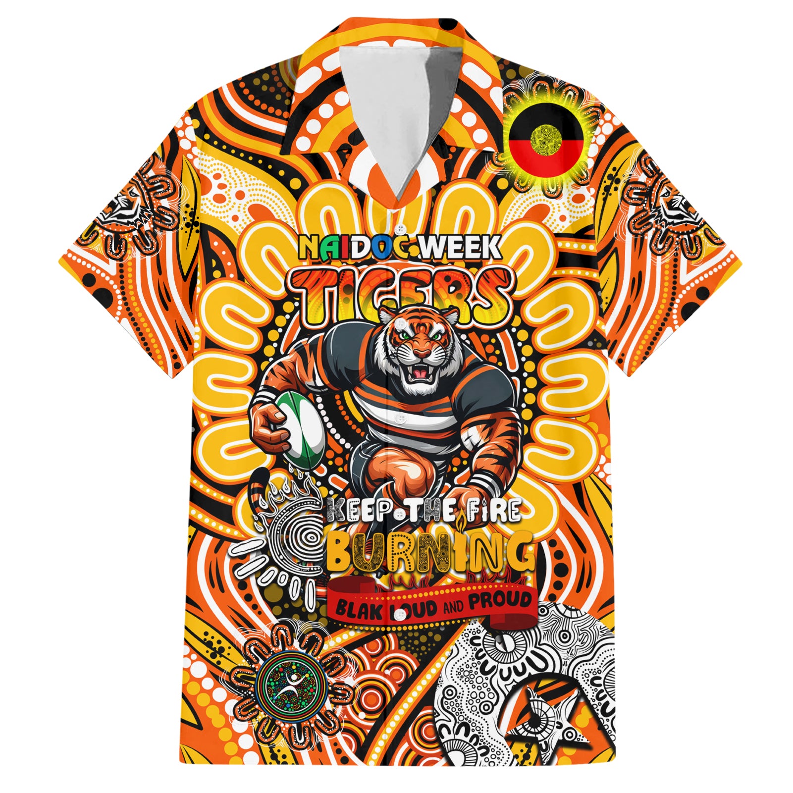 Custom NAIDOC Week 2024 Tigers Hawaiian Shirt Mascot Rugby - Vibe Hoodie Shop