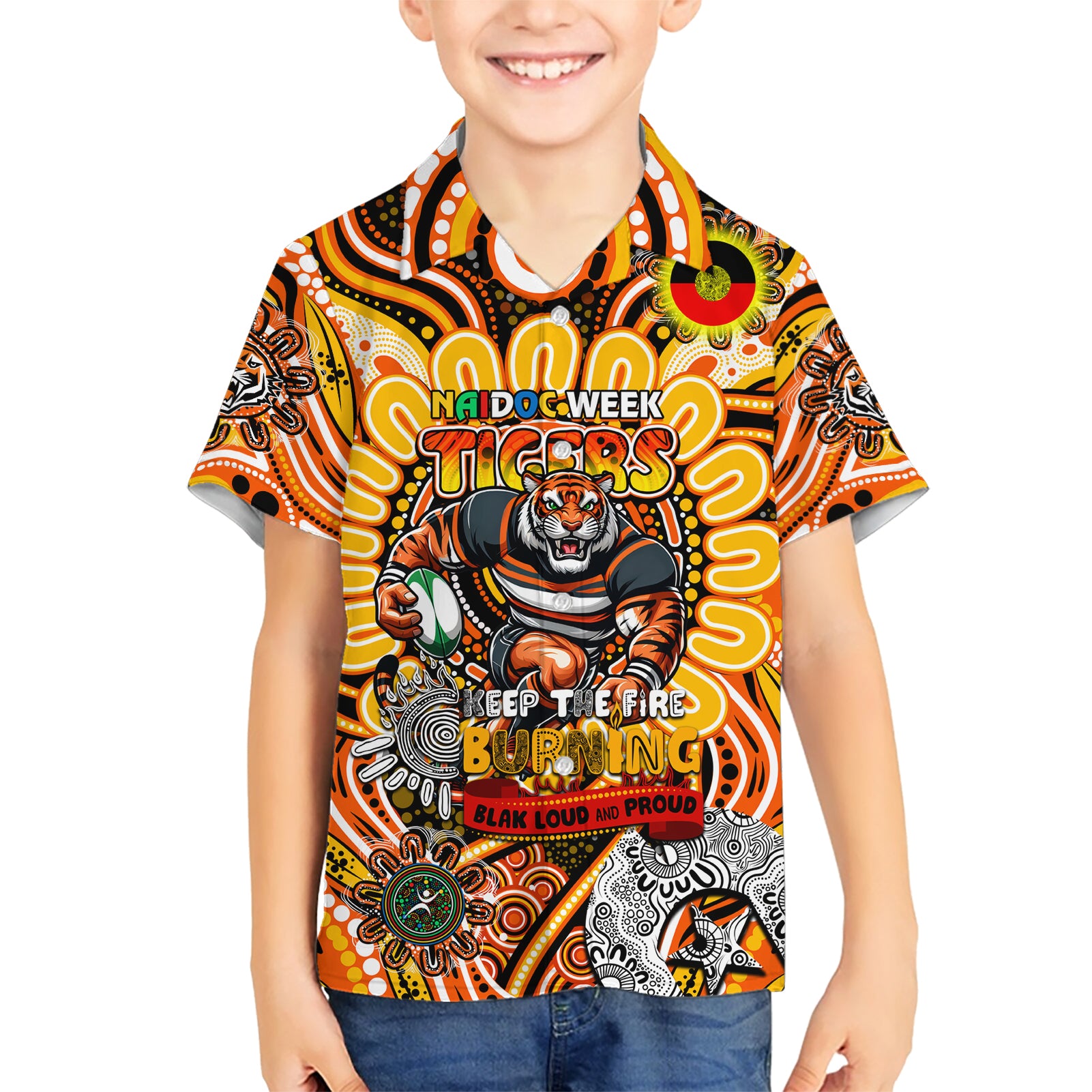 Custom NAIDOC Week 2024 Tigers Hawaiian Shirt Mascot Rugby - Vibe Hoodie Shop