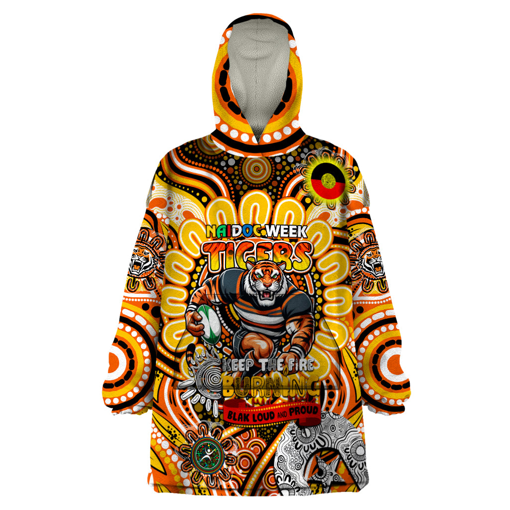 Custom NAIDOC Week 2024 Tigers Wearable Blanket Hoodie Mascot Rugby - Vibe Hoodie Shop