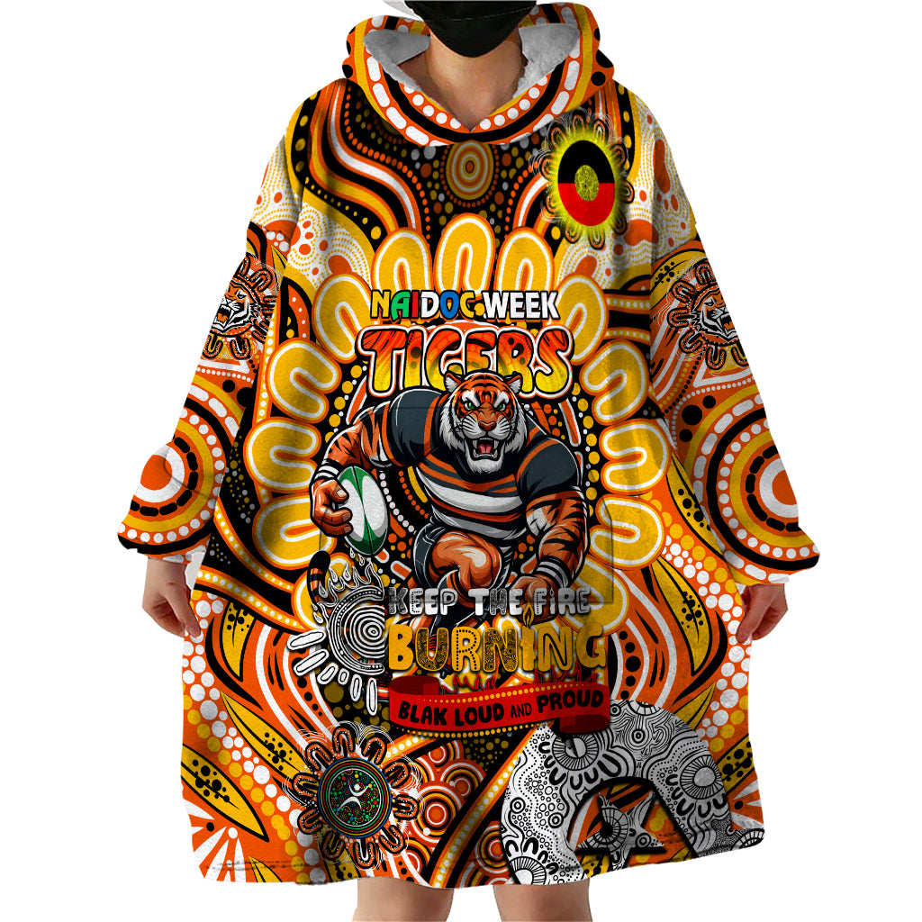 Custom NAIDOC Week 2024 Tigers Wearable Blanket Hoodie Mascot Rugby - Vibe Hoodie Shop