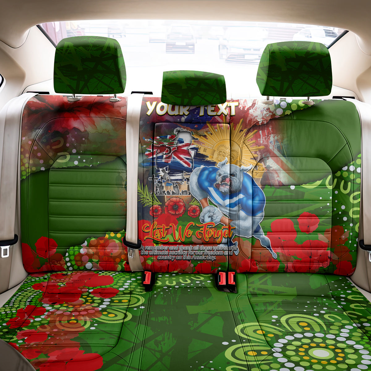 Personalised Australia Rugby Raiders ANZAC Back Car Seat Cover Canberra Scratch Style DT02