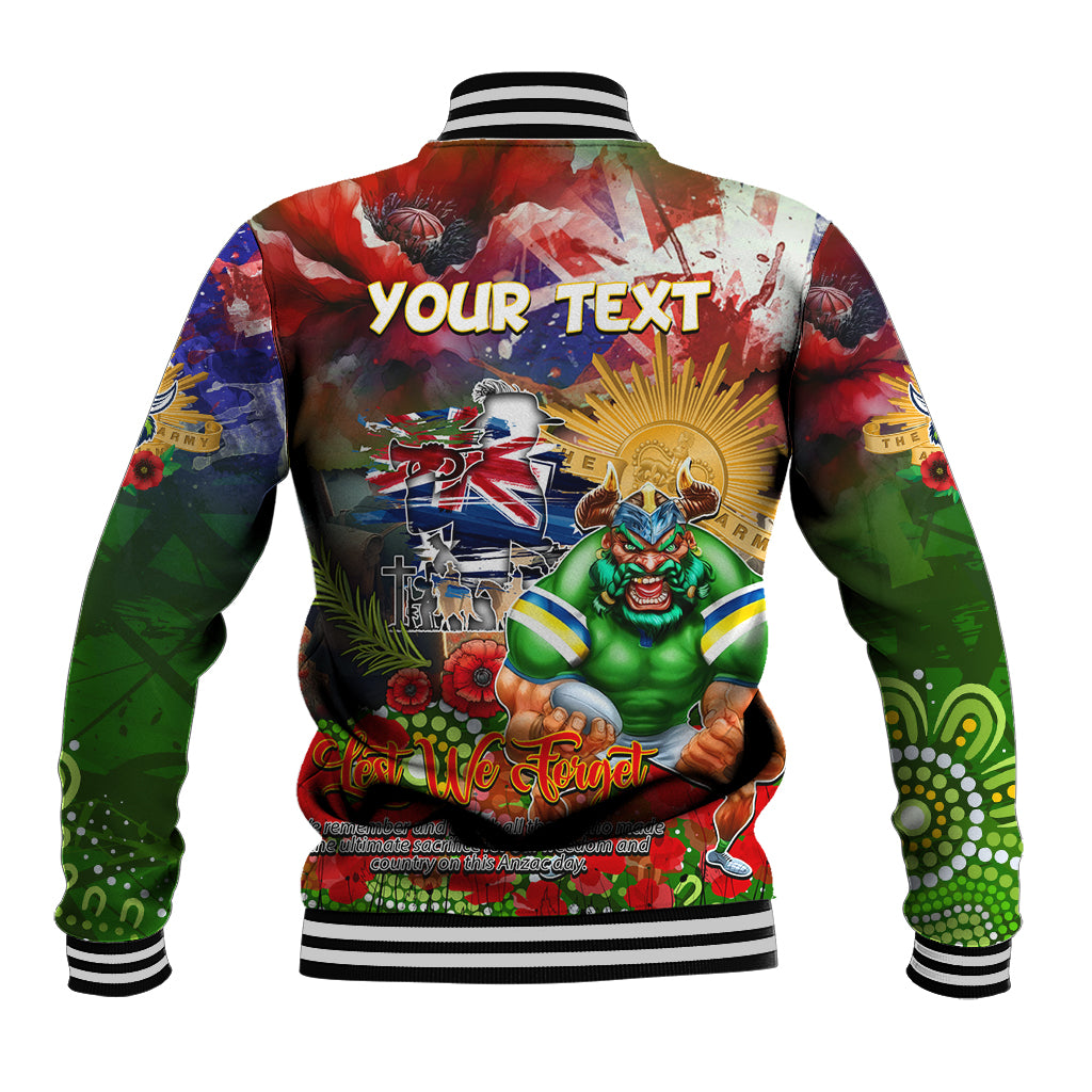 Personalised Australia Rugby Raiders ANZAC Baseball Jacket Canberra Scratch Style - Vibe Hoodie Shop