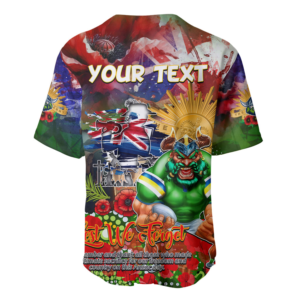 Personalised Australia Rugby Raiders ANZAC Baseball Jersey Canberra Scratch Style - Vibe Hoodie Shop