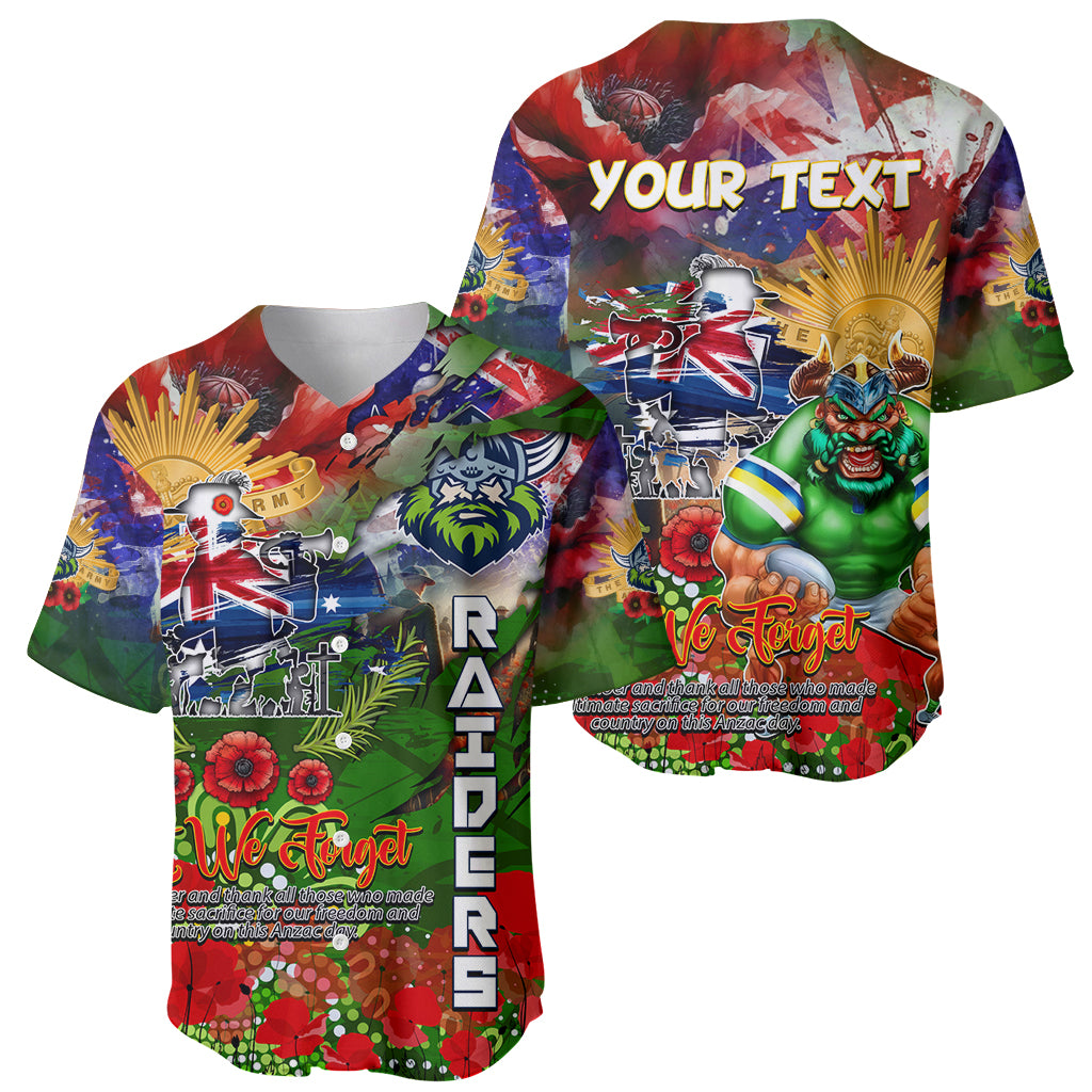 Personalised Australia Rugby Raiders ANZAC Baseball Jersey Canberra Scratch Style - Vibe Hoodie Shop