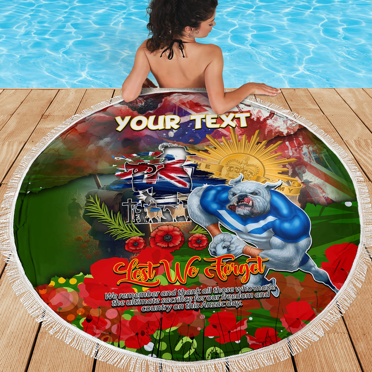 Personalised Australia Rugby Raiders ANZAC Beach Blanket Canberra Scratch Style