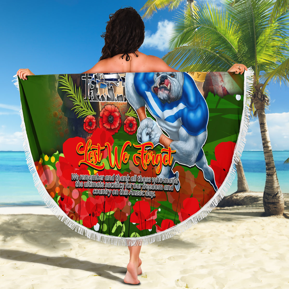 Personalised Australia Rugby Raiders ANZAC Beach Blanket Canberra Scratch Style