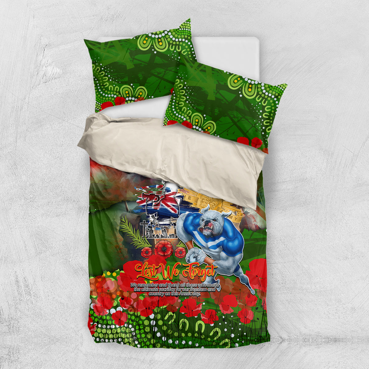 Personalised Australia Rugby Raiders ANZAC Bedding Set Canberra Scratch Style - Vibe Hoodie Shop