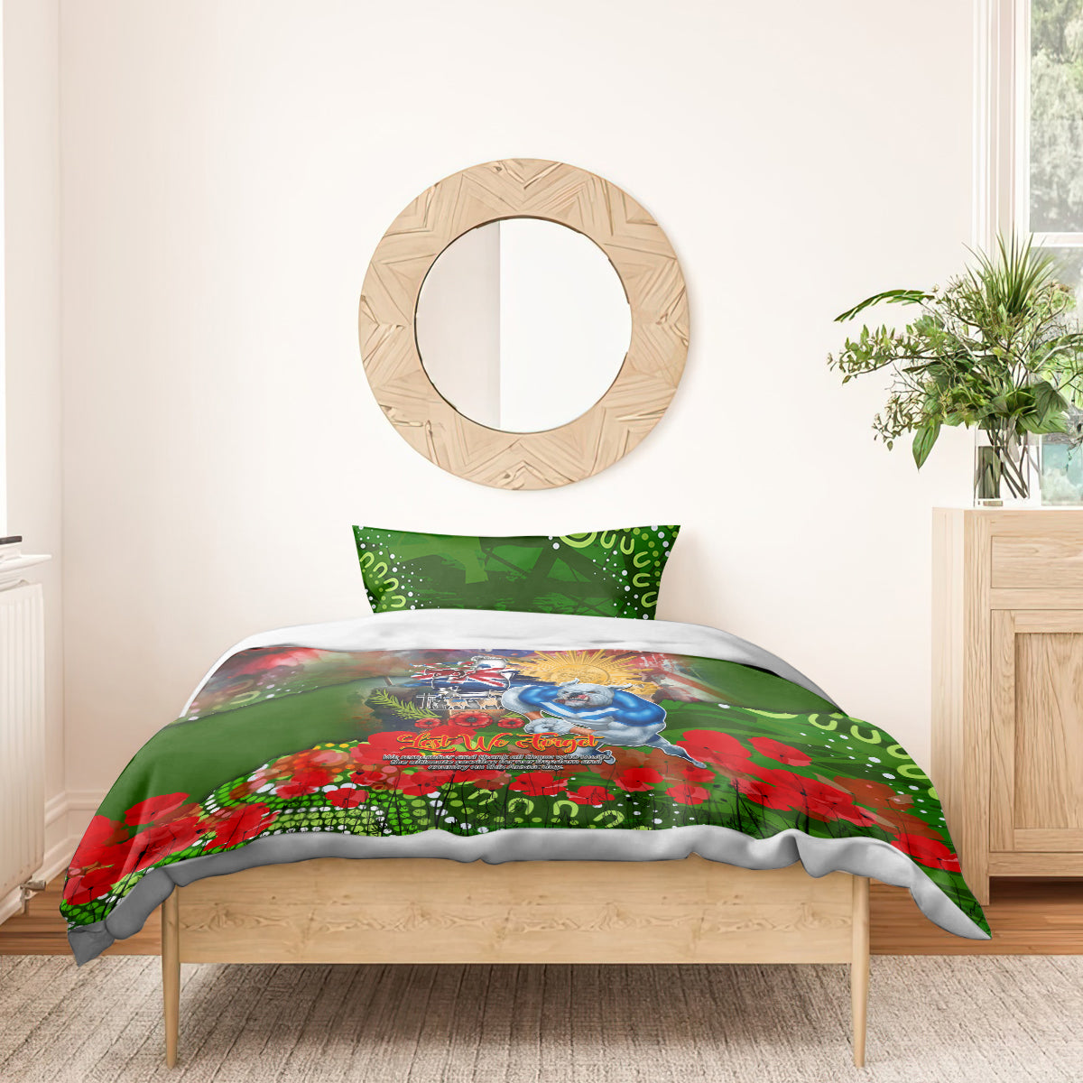 Personalised Australia Rugby Raiders ANZAC Bedding Set Canberra Scratch Style - Vibe Hoodie Shop