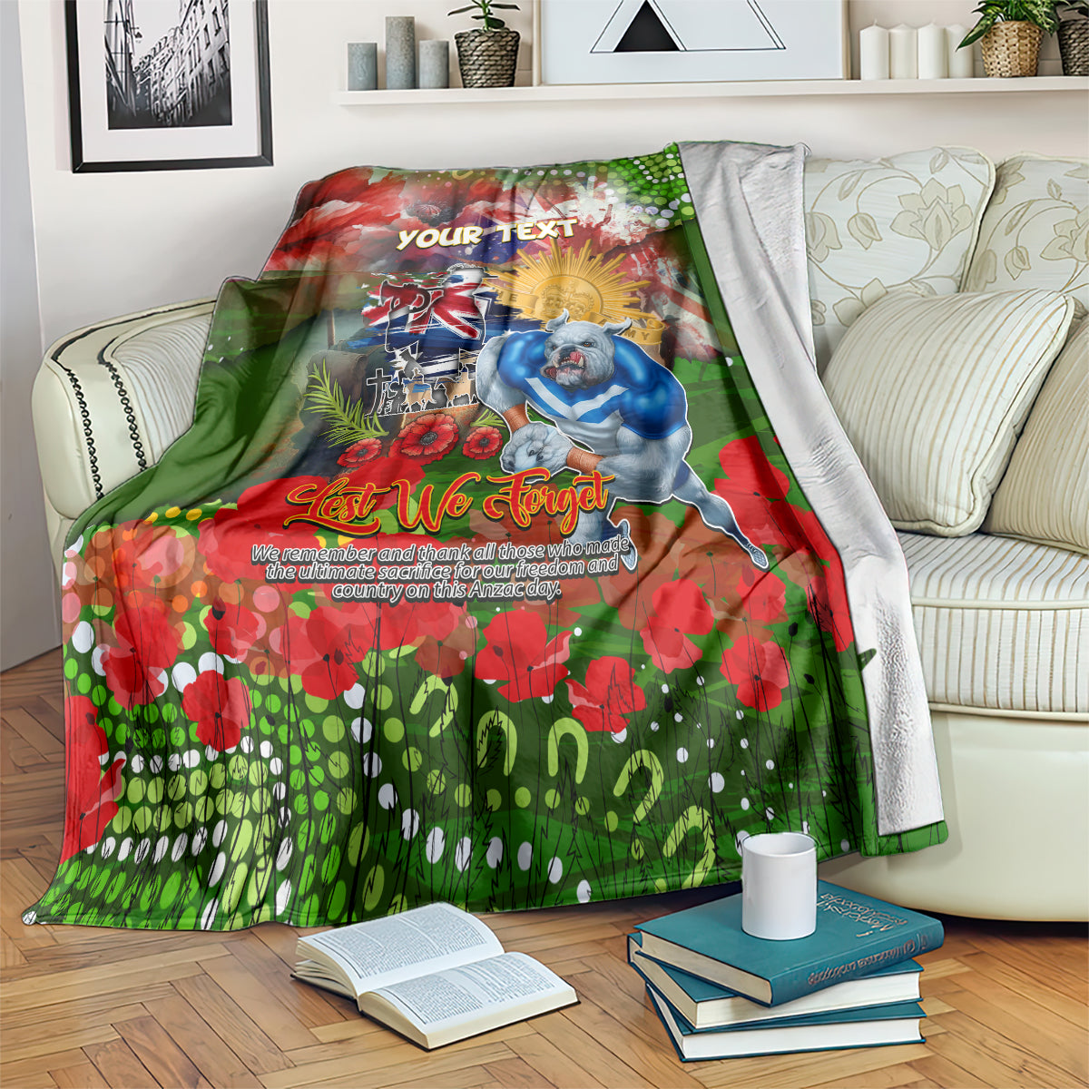 Personalised Australia Rugby Raiders ANZAC Blanket Canberra Scratch Style - Vibe Hoodie Shop