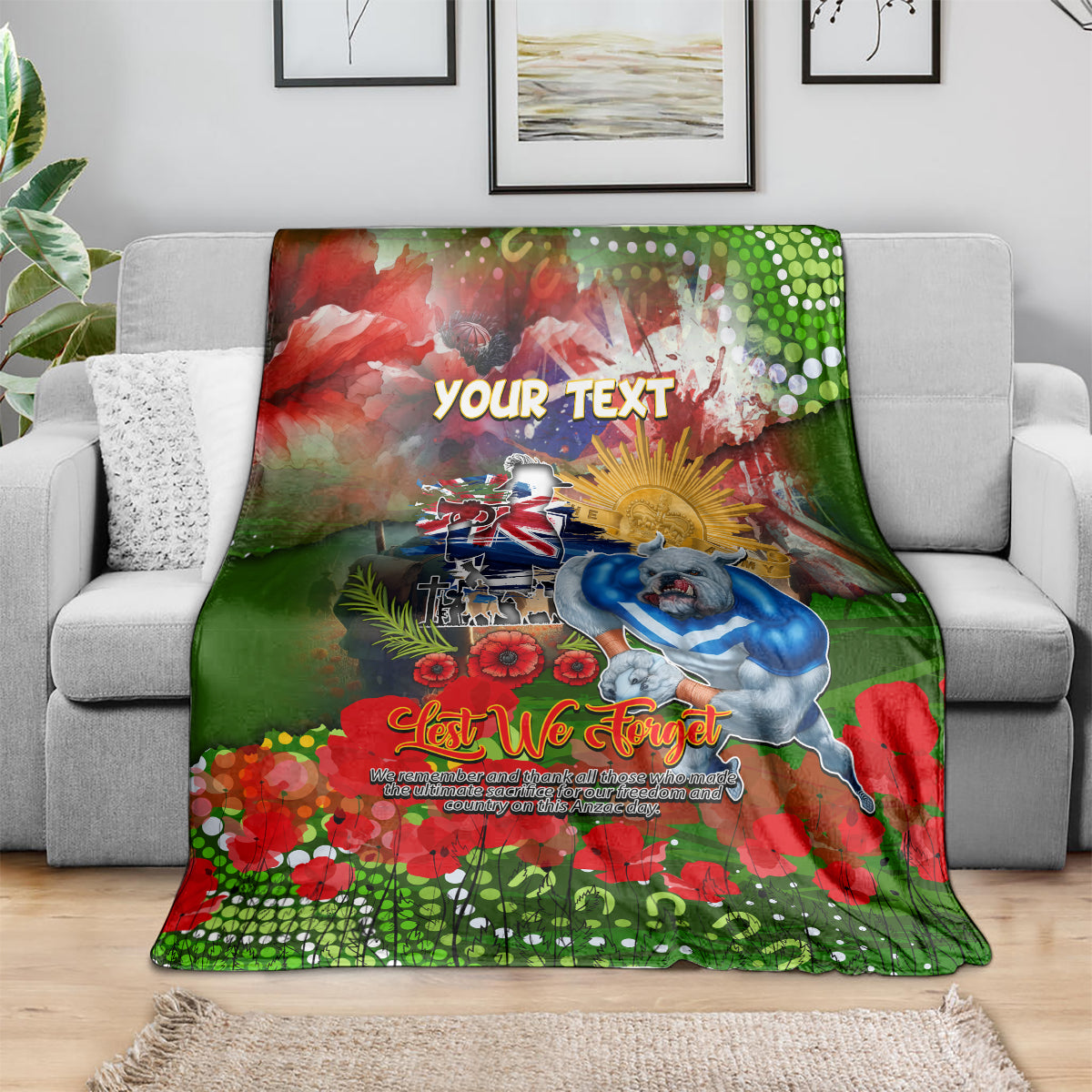 Personalised Australia Rugby Raiders ANZAC Blanket Canberra Scratch Style - Vibe Hoodie Shop