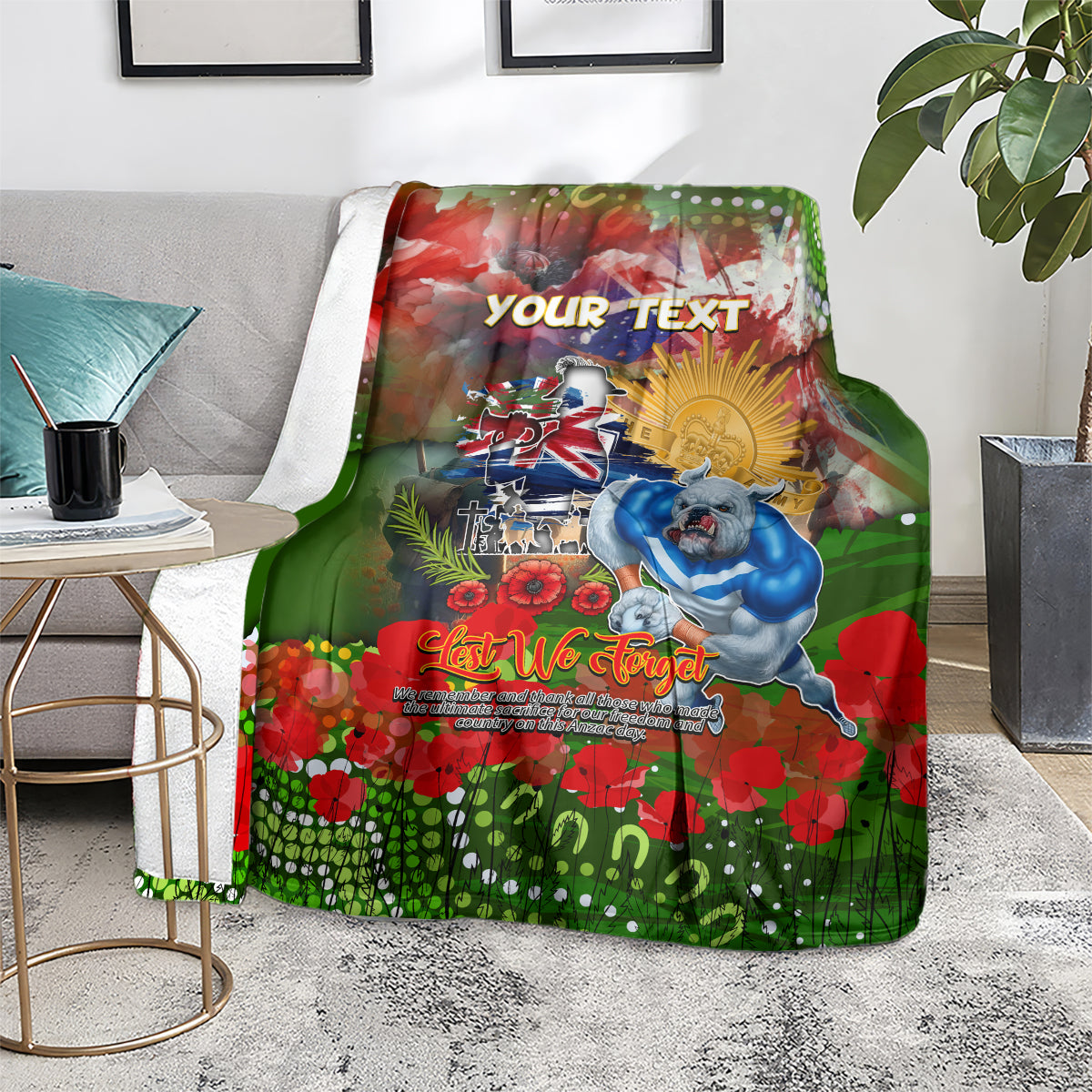Personalised Australia Rugby Raiders ANZAC Blanket Canberra Scratch Style - Vibe Hoodie Shop