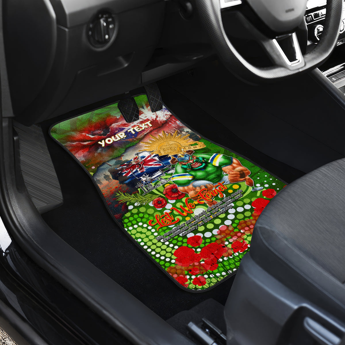 Personalised Australia Rugby Raiders ANZAC Car Mats Canberra Scratch Style