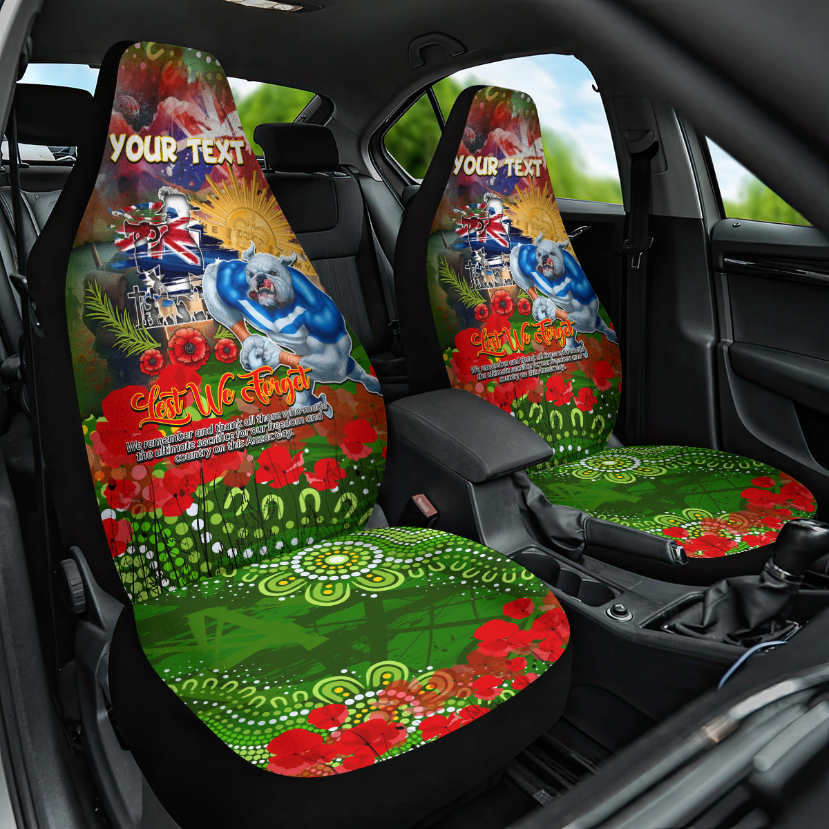 Personalised Australia Rugby Raiders ANZAC Car Seat Cover Canberra Scratch Style - Vibe Hoodie Shop