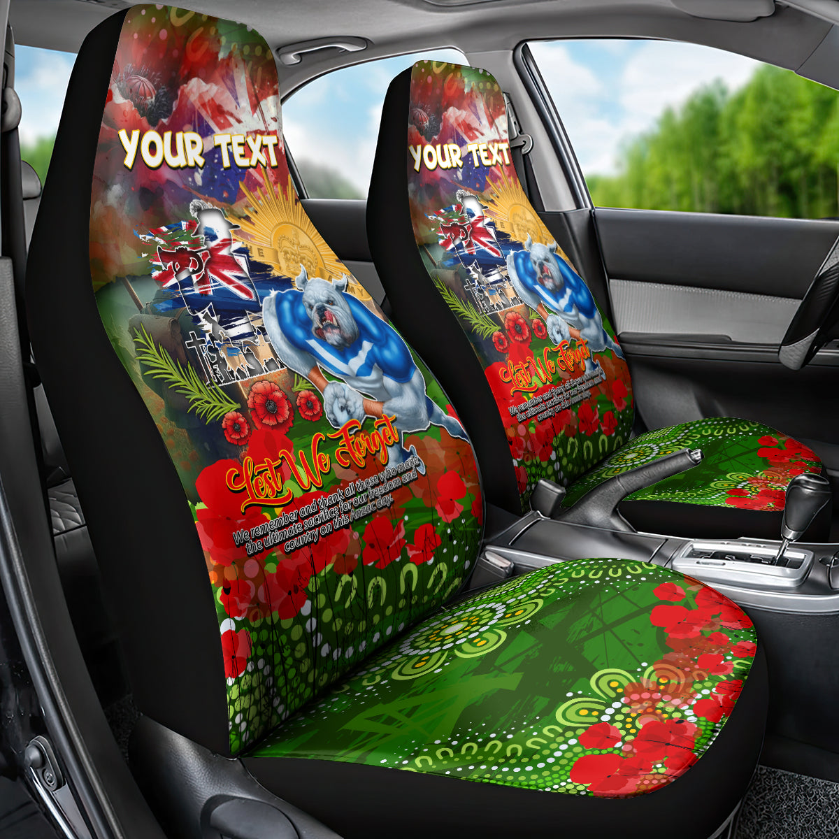 Personalised Australia Rugby Raiders ANZAC Car Seat Cover Canberra Scratch Style - Vibe Hoodie Shop