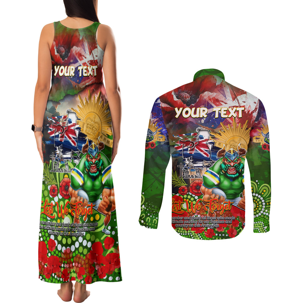 Personalised Australia Rugby Raiders ANZAC Couples Matching Tank Maxi Dress and Long Sleeve Button Shirt Canberra Scratch Style DT02