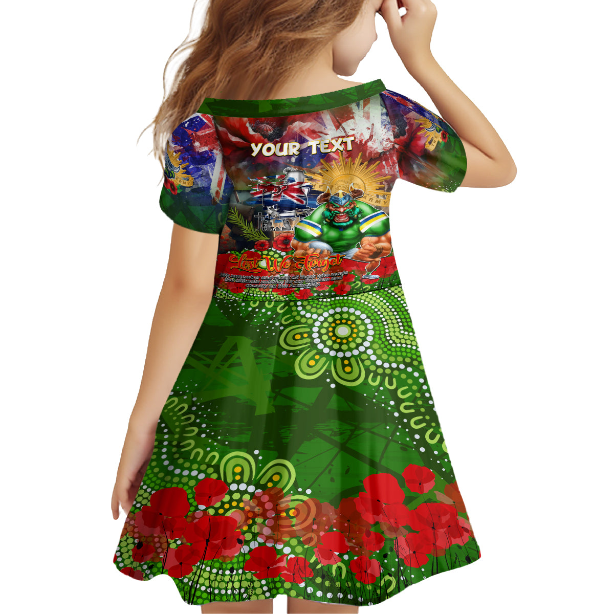 Personalised Australia Rugby Raiders ANZAC Family Matching Long Sleeve Bodycon Dress and Hawaiian Shirt Canberra Scratch Style DT02