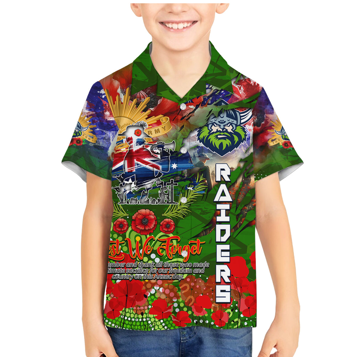 Personalised Australia Rugby Raiders ANZAC Family Matching Mermaid Dress and Hawaiian Shirt Canberra Scratch Style DT02