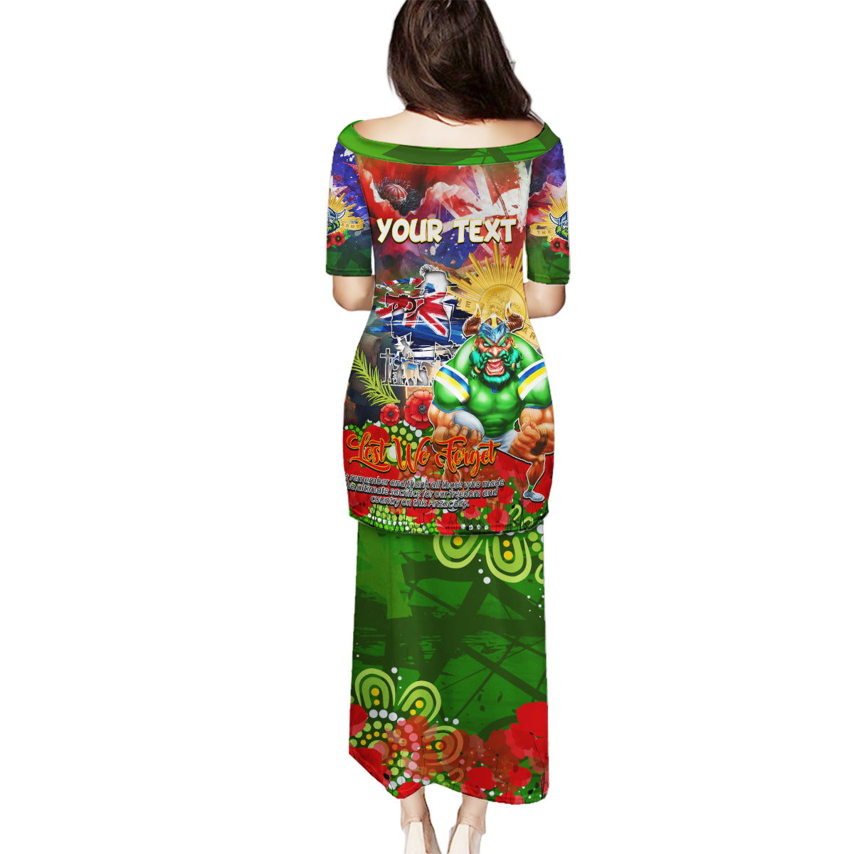 Personalised Australia Rugby Raiders ANZAC Family Matching Puletasi and Hawaiian Shirt Canberra Scratch Style DT02