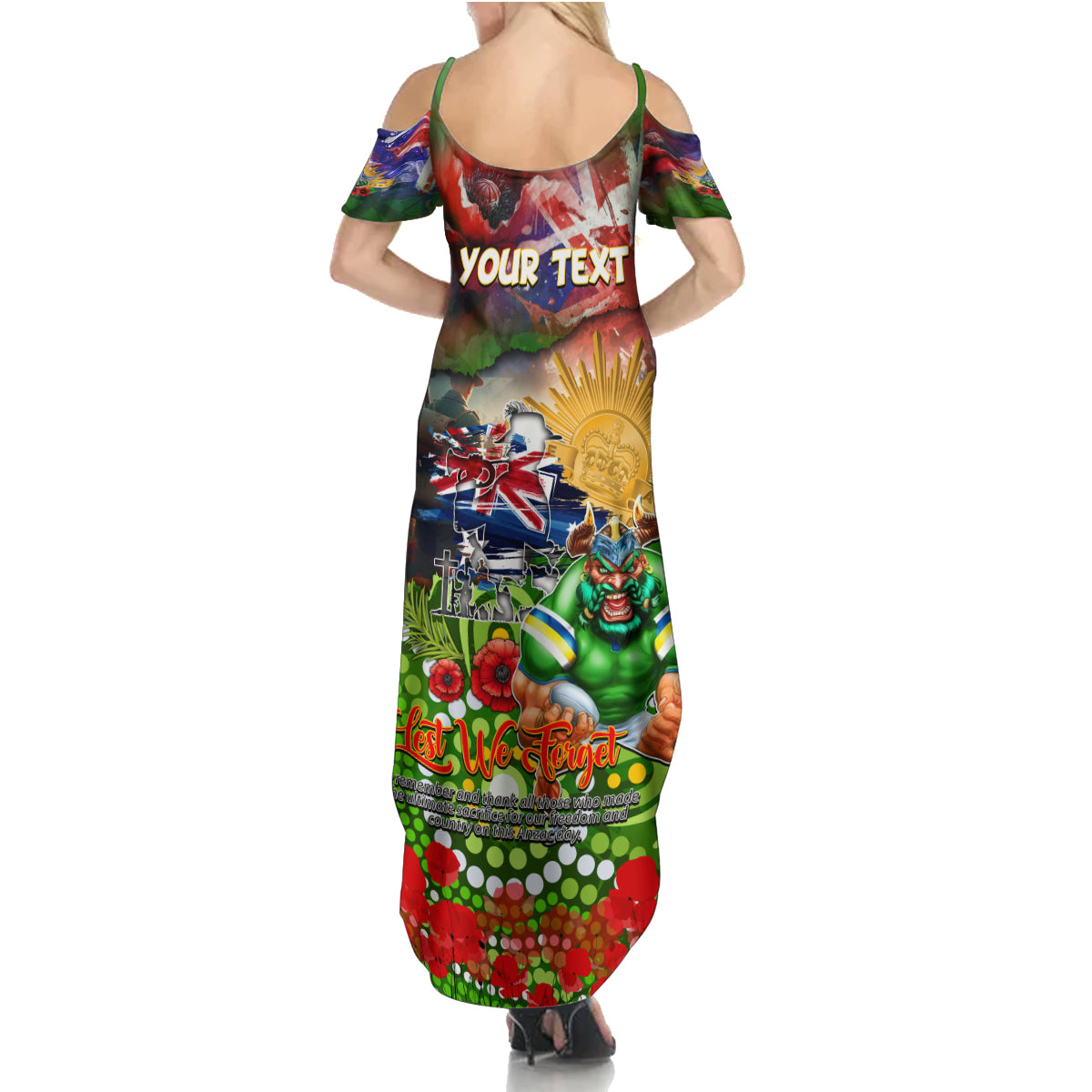 Personalised Australia Rugby Raiders ANZAC Family Matching Summer Maxi Dress and Hawaiian Shirt Canberra Scratch Style DT02