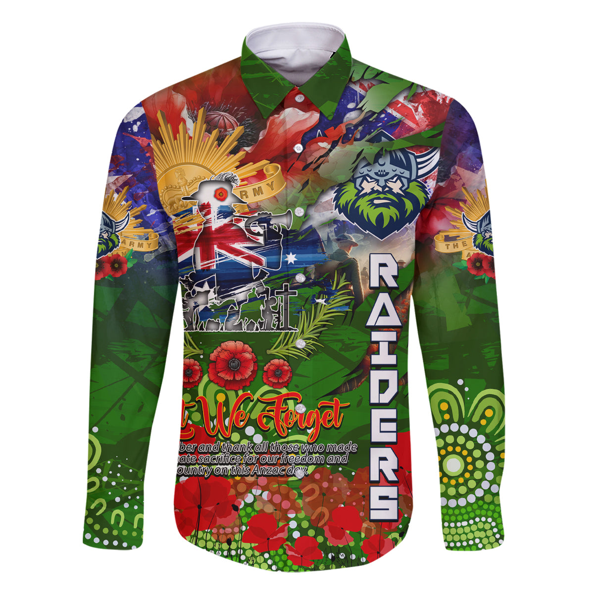 Personalised Australia Rugby Raiders ANZAC Family Matching Tank Maxi Dress and Hawaiian Shirt Canberra Scratch Style DT02