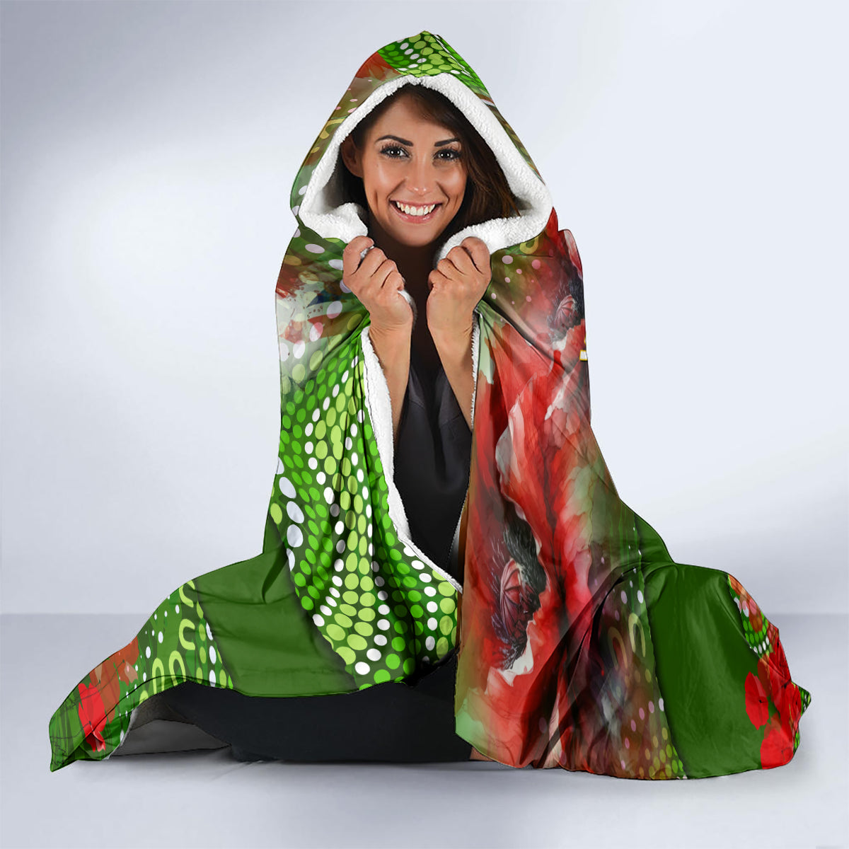 Personalised Australia Rugby Raiders ANZAC Hooded Blanket Canberra Scratch Style