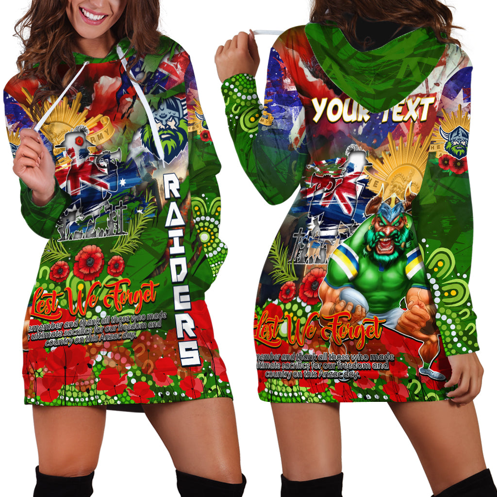 Personalised Australia Rugby Raiders ANZAC Hoodie Dress Canberra Scratch Style - Vibe Hoodie Shop