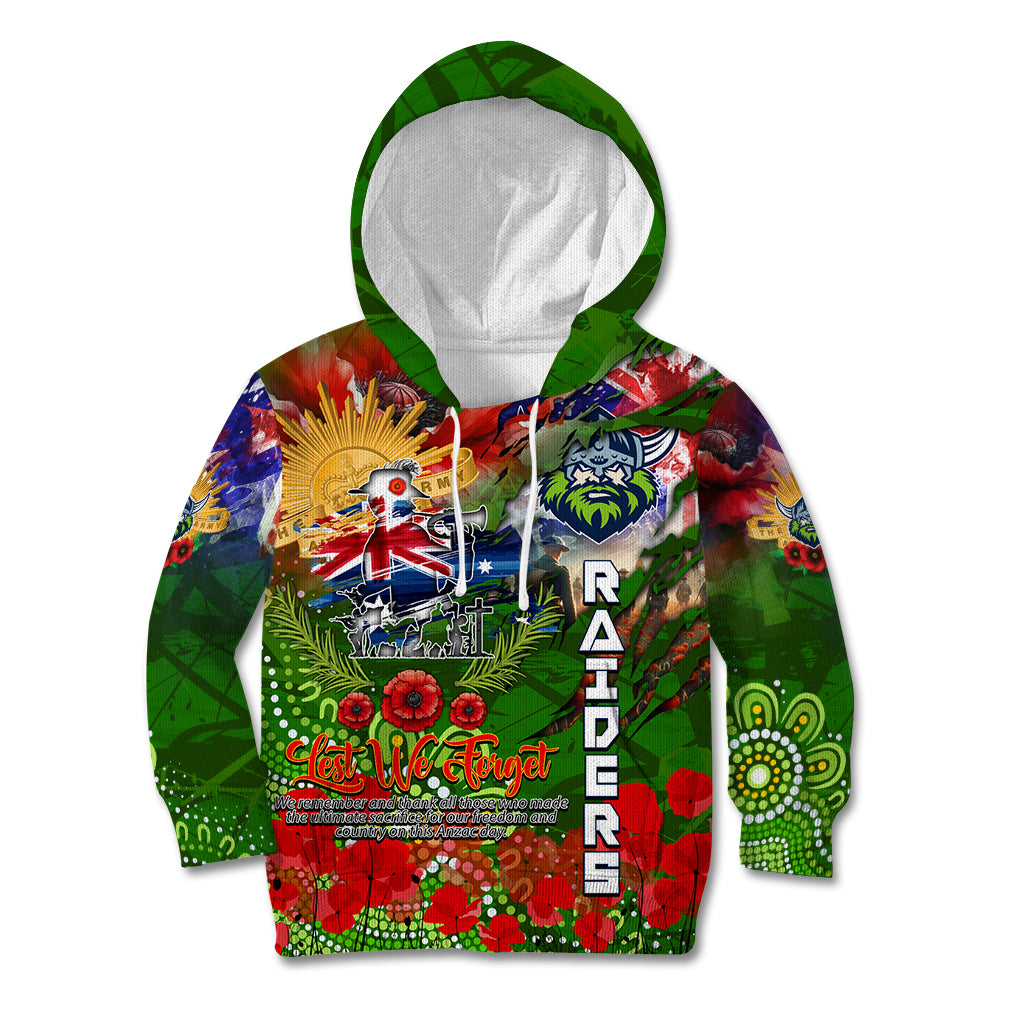 Personalised Australia Rugby Raiders ANZAC Kid Hoodie Canberra Scratch Style - Vibe Hoodie Shop
