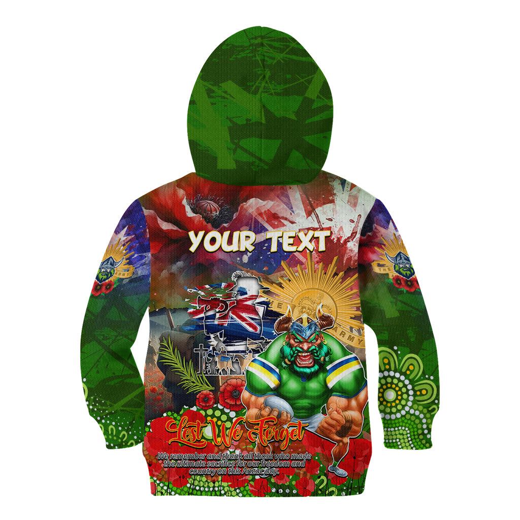 Personalised Australia Rugby Raiders ANZAC Kid Hoodie Canberra Scratch Style - Vibe Hoodie Shop